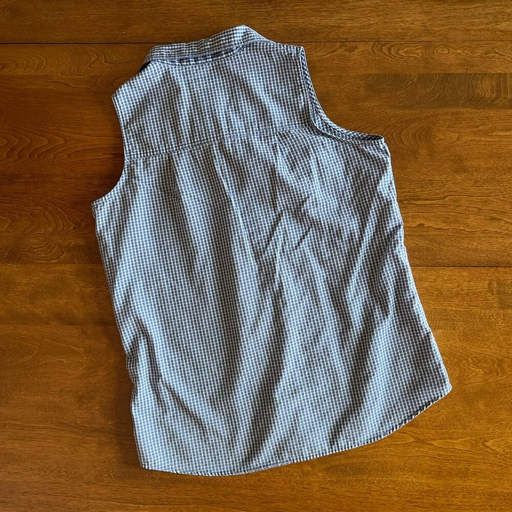 Patagonia vintage blue gingham sleeveless shirt XS - Picture 4 of 8